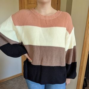 FSL Color Block Puff Sleeve Sweater | S